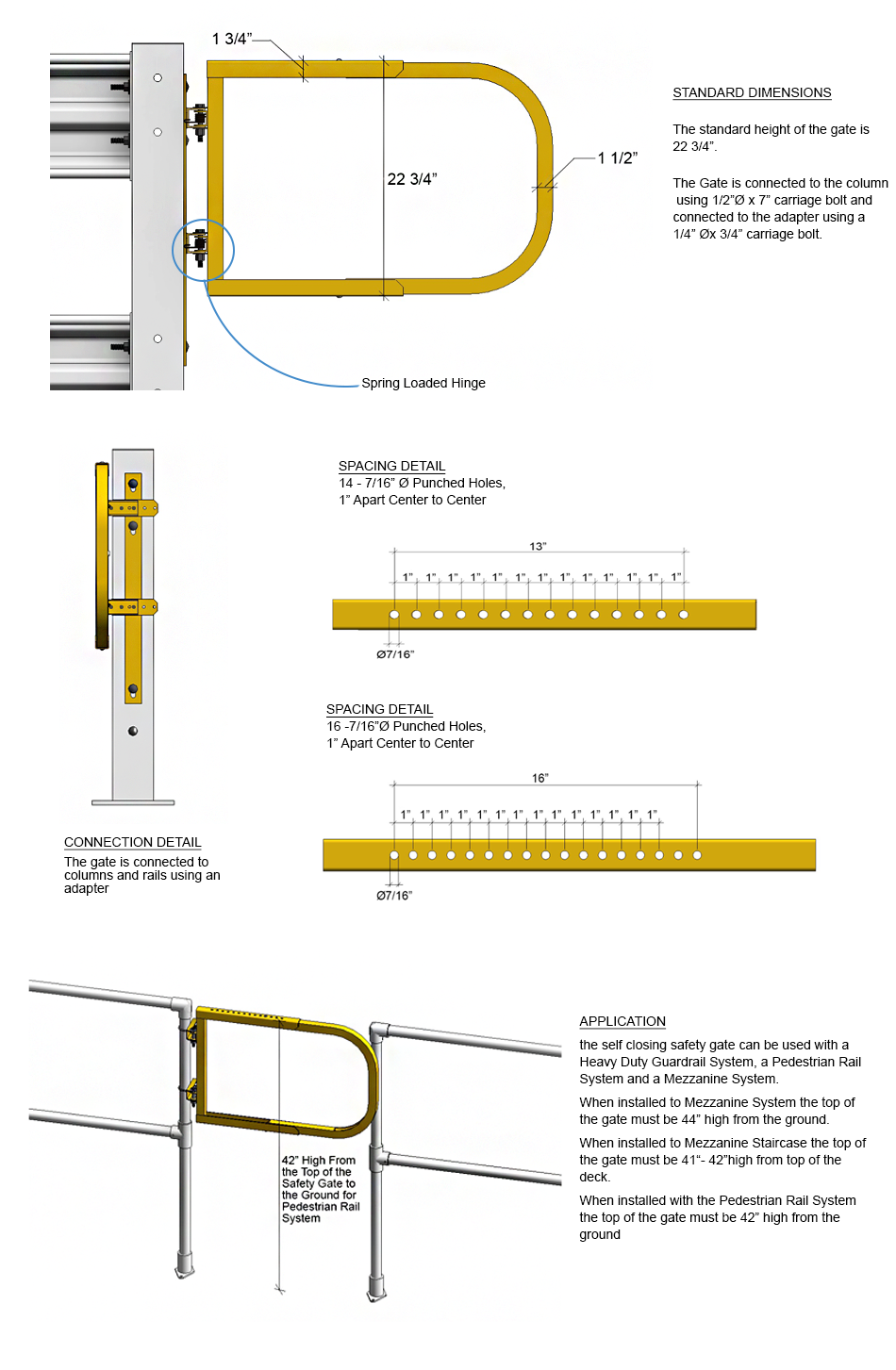 Cogan QuickShip Heavy-Duty Guardrail - Self-Closing Safety Gate (G-SG-3348)